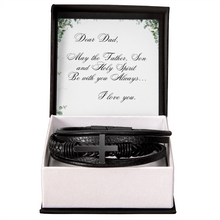 Men's Cross Leather Bracelet - Gift for Dad - Christian Gift