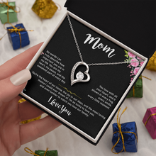 Mom Heart Necklace, Gold & Cubic Zirconia, Gift for Mother's Day
