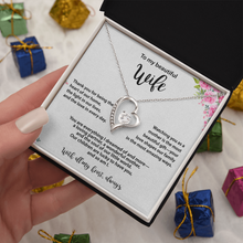 Beautiful Wife, Heart Necklace, Gold & Cubic Zirconia, Mother's Day gift From Husband