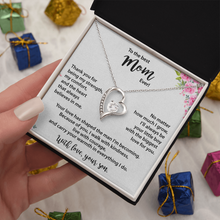 Best Mom, from Son, Heart Necklace, Gold & Cubic Zirconia
