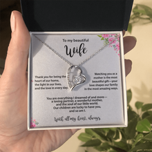 Beautiful Wife, Heart Necklace, Gold & Cubic Zirconia, Mother's Day gift From Husband