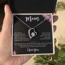 Mom Heart Necklace, Gold & Cubic Zirconia, Gift for Mother's Day