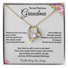 Precious Grandma, Heart Necklace, Gold & Cubic Zirconia