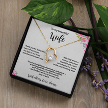 Beautiful Wife, Heart Necklace, Gold & Cubic Zirconia, Mother's Day gift From Husband