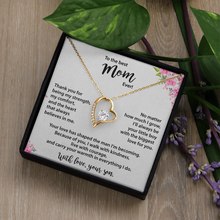 Best Mom, from Son, Heart Necklace, Gold & Cubic Zirconia