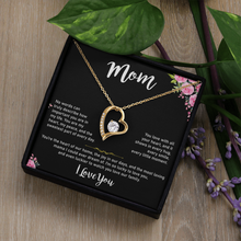 Mom Heart Necklace, Gold & Cubic Zirconia, Gift for Mother's Day
