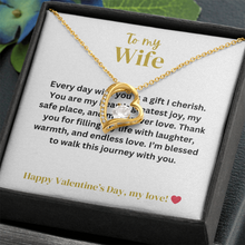 To My Wife - Forever Love - Gold Finish Heart Necklace