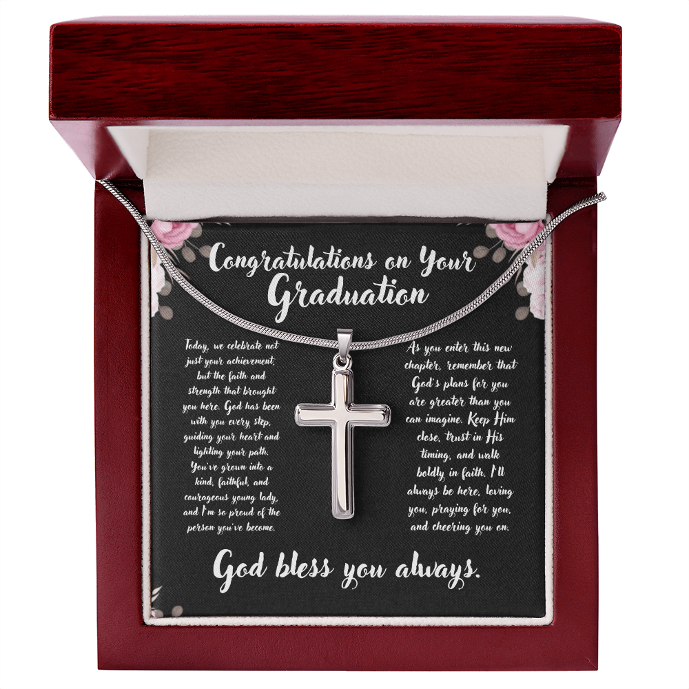 Graduation Cross Necklace Gift - Religious