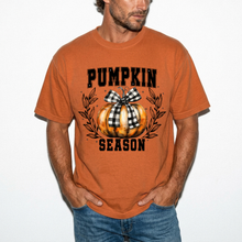 Pumpkin Season Graphic Tee | Buffalo Plaid Bow Comfort Colors Shirt | Vintage Fall Pumpkin Print