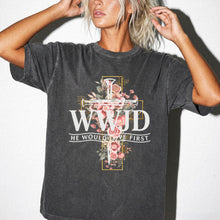 Floral WWJD Cross T-Shirt | Comfort Colors Christian Faith Tee | Boho Wildflower Cross Graphic Shirt