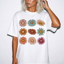 Vintage Daisy Grid Tee - Retro Floral Graphic T-Shirt